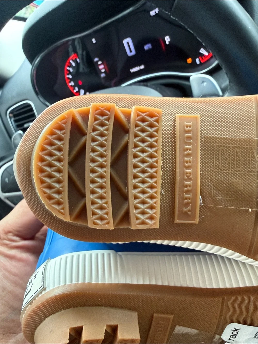 Burberry Bright Blue Kids Rain Boots with Signature Check Ankle